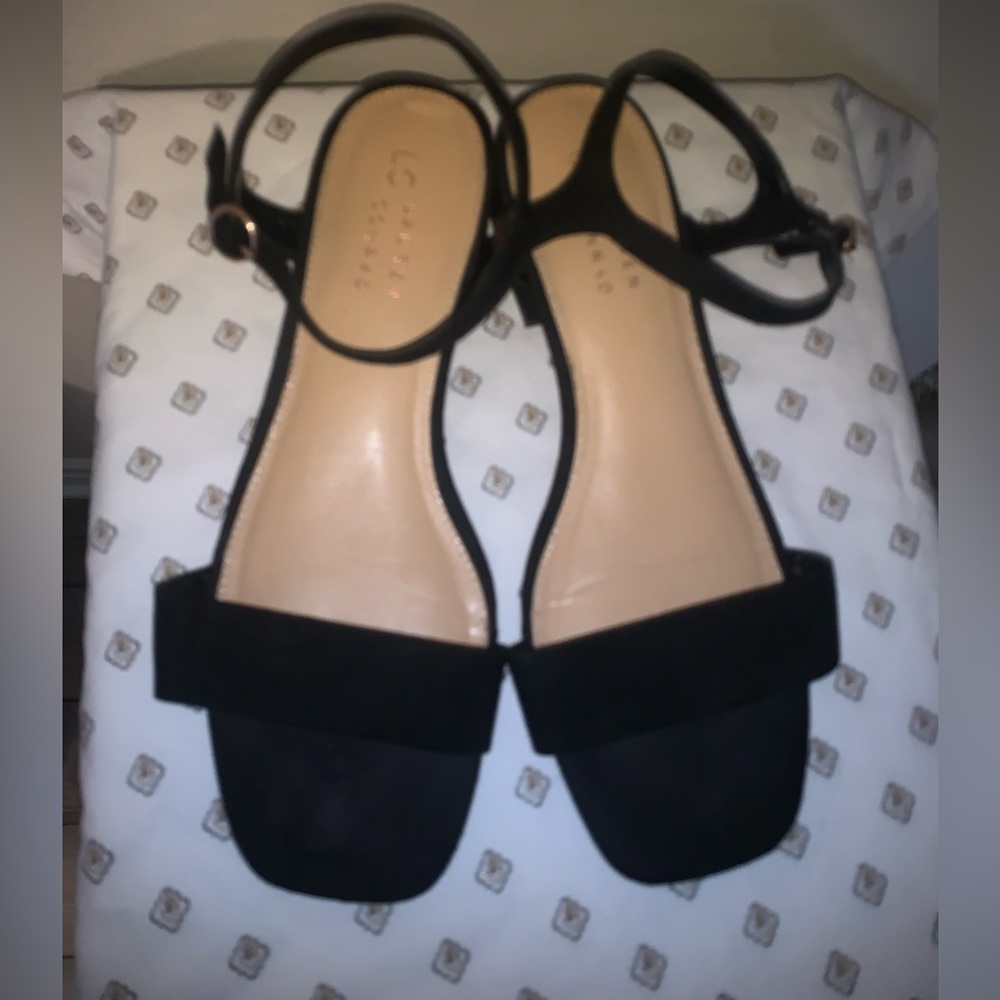 LC Lauren Conrad Women's Obsidian Block Heel Sandals Black Size:8
